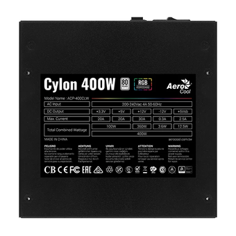  Блок питания Aerocool ATX 400W CYLON 400 80+ (24+4+4pin) 120mm fan color 4xSata RTL 