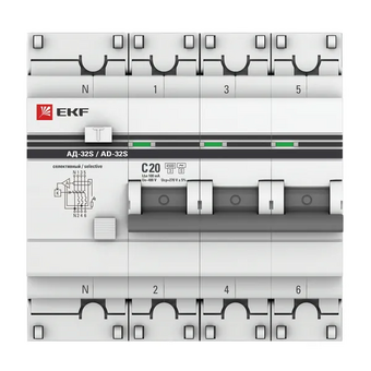  Дифавтомат EKF АД-32 PROxima (DA32-20-100S-4P-pro) 