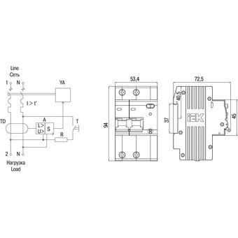  Дифавтомат IEK АД12MS (MAD123-2-063-C-300) 