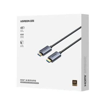 Кабель UGREEN HD183 (55510) HDMI 8K Fiber Optic Cable Male to Male Aluminum Shell 50м темно-серый 