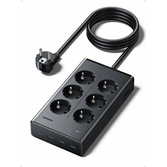  Удлинитель UGREEN S622 (75141) 20W 6-Outlet With USB-C 3*USB-A Power Strip черный 