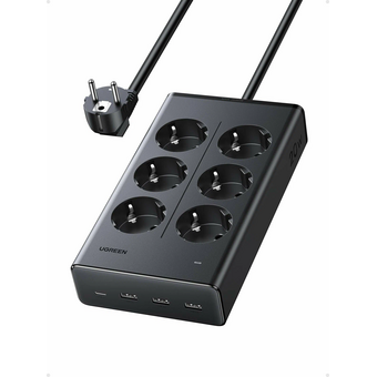  Удлинитель UGREEN S622 (75141) 20W 6-Outlet With USB-C 3*USB-A Power Strip черный 