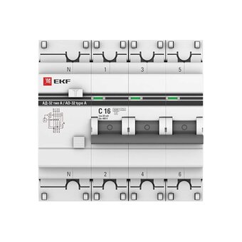  Дифавтомат EKF АД-32 PROxima (DA32-6-16-30-4P-a-pro) 