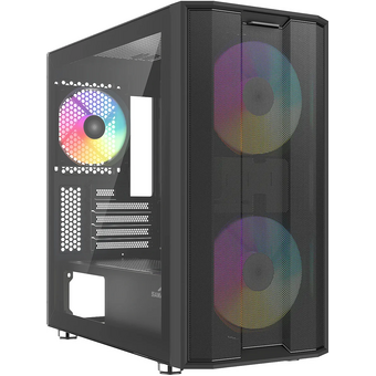  Корпус SAMA S30 Black (S30-BKMPA3X1-GL), без БП, Midi-Tower, TG, 2x140mm + 1x120mm ARGB, 1xUSB 3.0 3.1 Type-C, mATX, mITX 