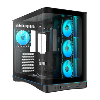  Корпус SAMA V62S Black (V62S-BKADA4X1-GL), без БП, Midi-Tower, TG, 4x120mm ARGB, 2xUSB 3.0 + 1xUSB 3.2 Type-C, ATX, mITX 