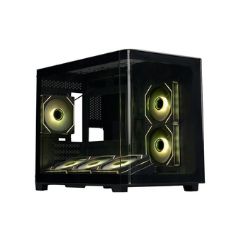  Корпус XASTRA QR500M 6ARGB-FM-C10-UC Black (QR500M-6FM12A-C10-UC) mATX/Aquarium/2 Curve Glass/6x120mm ARGB PWM FM fans/Argb+PWM HUB 10port /Type-C 