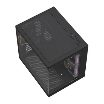  Корпус Powercase Vision Micro M5CB (CVMM5CHB-A3), Tempered Glass, Type-C, 3x 120mm ARGB PWM Fan, ARGB+PWM HUB, чёрный, mATX 