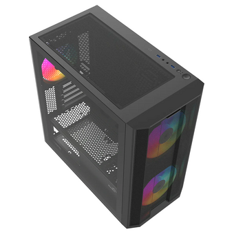  Корпус SAMA S30 Black (S30-BKMPA3X1-GL), без БП, Midi-Tower, TG, 2x140mm + 1x120mm ARGB, 1xUSB 3.0 3.1 Type-C, mATX, mITX 