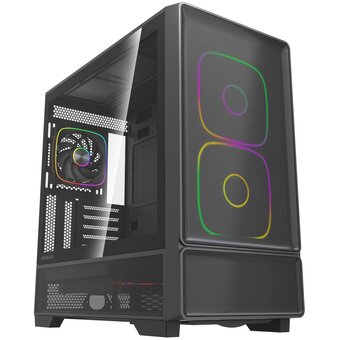  Корпус Powercase AX5 (CJXA-A5), Black, TG, Type-C, 2x 140mm +3x 120mm ARGB PWM Fans, Nylon filters, чёрный, ATX 