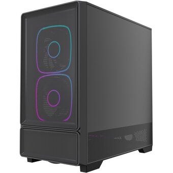  Корпус Powercase AX5 (CJXA-A5), Black, TG, Type-C, 2x 140mm +3x 120mm ARGB PWM Fans, Nylon filters, чёрный, ATX 
