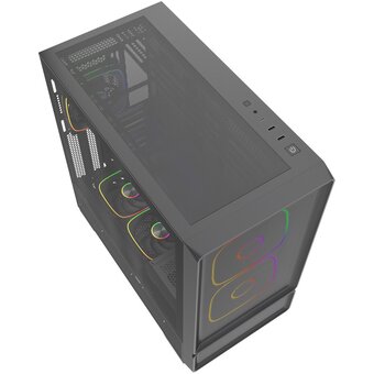  Корпус Powercase AX5 (CJXA-A5), Black, TG, Type-C, 2x 140mm +3x 120mm ARGB PWM Fans, Nylon filters, чёрный, ATX 