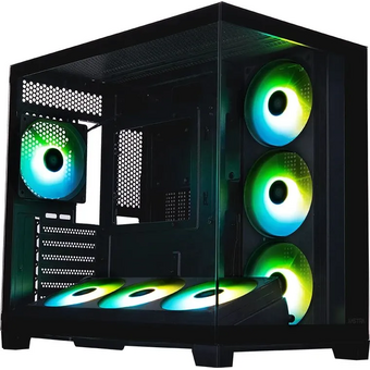  Корпус XASTRA QW500 7ARGB-FC-C6-UC Black (QW500-2FA36A-1FC12-C6-UC) ATX/Aquarium/Screewless/1x120mm+2x360mm ARGB PWM FC fans/Argb+PWM HUB 6port/Type-C 