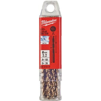  Сверло по металлу Milwaukee 4932373337 HSS-Co 3.2мм 10шт 