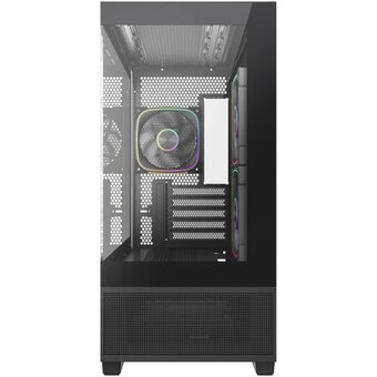  Корпус Powercase Vision Micro S4B (CVMMSHB-A3), Tempered Glass, Type-C, 3x 120mm ARGB PWM Fan, ARGB+PWM HUB, чёрный, mATX 