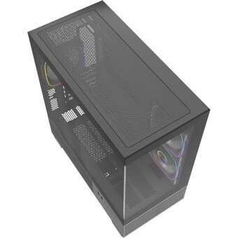  Корпус Powercase Vision Micro S4B (CVMMSHB-A3), Tempered Glass, Type-C, 3x 120mm ARGB PWM Fan, ARGB+PWM HUB, чёрный, mATX 
