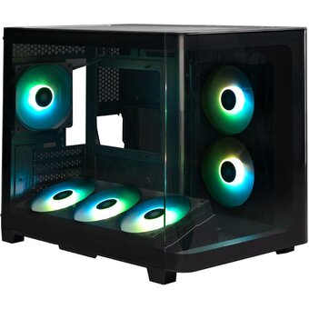  Корпус XASTRA QR500M 6ARGB-FC-C6-UC Black (QR500M-1FA36A-1FA24A-1FC12A-C6-UC) mATX/Aquarium/2 Curve Glass/360mm+240mm+120mm ARGB PWM FM fans 