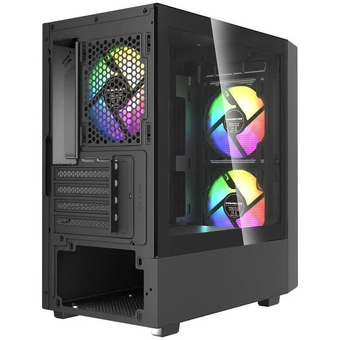  Корпус Powercase Mistral SM02 ARGB (CMMSM02B-A3), Tempered Glass, 3x120mm ARGB PWM fans, чёрный, mATX 