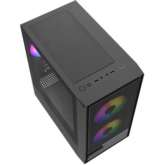  Корпус Powercase Mistral SM02 ARGB (CMMSM02B-A3), Tempered Glass, 3x120mm ARGB PWM fans, чёрный, mATX 