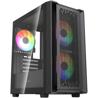  Корпус Powercase Mistral SM04 ARGB (CMMSM04B-A3), Tempered Glass, Front Nylon Filter, 3x120mm ARGB PWM fans, чёрный, mATX 