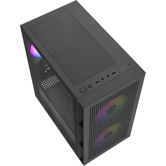  Корпус Powercase Mistral SM05 ARGB (CMMSM05B-A3), Tempered Glass, 3x120mm ARGB PWM fans, чёрный, mATX 