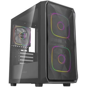  Корпус Powercase Mistral SM06 ARGB (CMMSM06B-A3), Tempered Glass, 3x120mm ARGB PWM fans, чёрный, mATX 