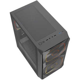  Корпус Powercase Mistral SM06 ARGB (CMMSM06B-A3), Tempered Glass, 3x120mm ARGB PWM fans, чёрный, mATX 