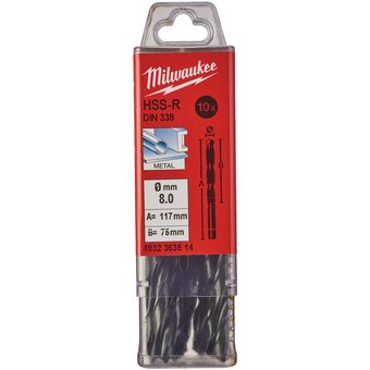  Сверло по металлу Milwaukee 4932363514 HSS-R 8.0мм 10шт 