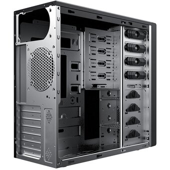  Корпус Foxline FL-886 (FL-886-U3C), без БП, ATX black, w/o PSU, w/1xUSB2.0+1xUSB3.0+1xUSB3.0 Type-C (19pin header)+HD-Audio , pwrcord, Fan 