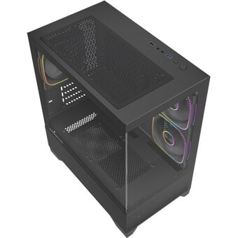  Корпус Powercase Vision Micro M4B (CVMM4B-A3), Tempered Glass, Type-C, 3x 120mm ARGB PWM Fan, чёрный, mATX 