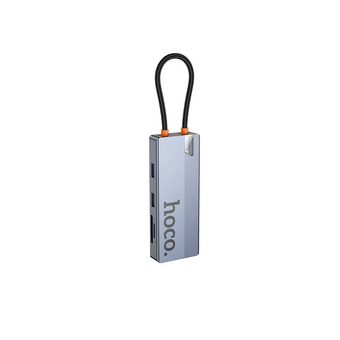  Хаб HOCO HB52 WOW 8-IN-1 multi function converter(HDTV+RJ45+SD/TF+PD+Type-C3.0+USB3.0*2) Deep space gray 