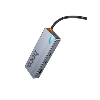  Хаб HOCO HB52 WOW 8-IN-1 multi function converter(HDTV+RJ45+SD/TF+PD+Type-C3.0+USB3.0*2) Deep space gray 