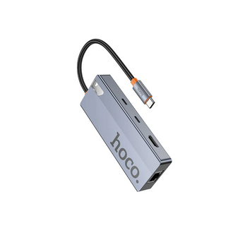  Хаб HOCO HB52 WOW 8-IN-1 multi function converter(HDTV+RJ45+SD/TF+PD+Type-C3.0+USB3.0*2) Deep space gray 