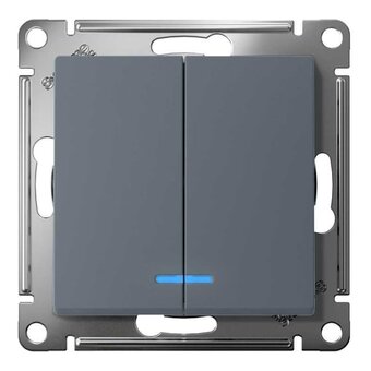  Выключатель Systeme electric AtlasDesign ATN000753 двухклавишный с подсветкой схема 5а 10АХ механизм грифель 