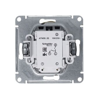  Выключатель Systeme electric AtlasDesign ATN000753 двухклавишный с подсветкой схема 5а 10АХ механизм грифель 