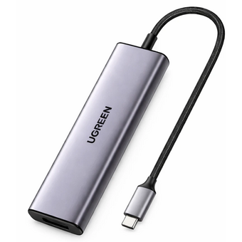  Хаб UGREEN CM511 (75586) 6-in-1 USB-C Hub With 3*USB-C 2*USB-A PD серый космос 