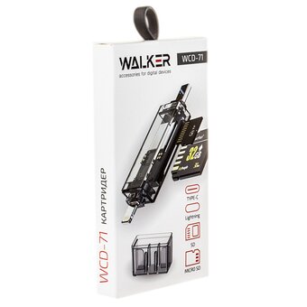  Картридер WALKER WCD-71 SD/micro SD Type-C-Lightning 