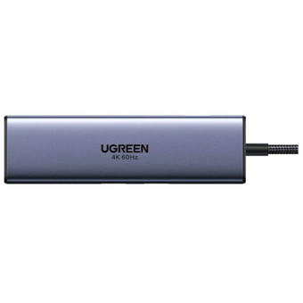  Хаб UGREEN CM512 (75643) 6-in-1 USB-C Hub With DP USB-C 2*USB-A RJ45 USB-C PD 3.0 серый 