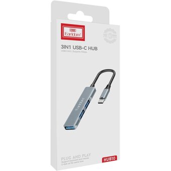  USB HUB Earldom ET-HUB10 Type C, 3USB серебро 