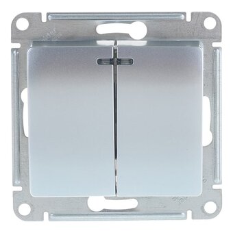  Выключатель Systeme electric Glossa GSL000353 двухклавишный с подсветкой в рамку алюминий сх.5а 