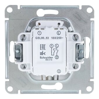  Выключатель Systeme electric Glossa GSL000353 двухклавишный с подсветкой в рамку алюминий сх.5а 