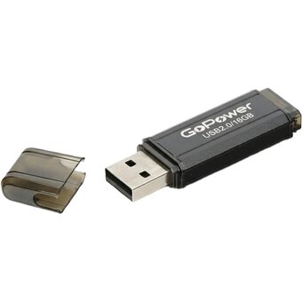  USB-флешка GoPower 00-00035946 Hit 16GB USB2.0 металл черный 