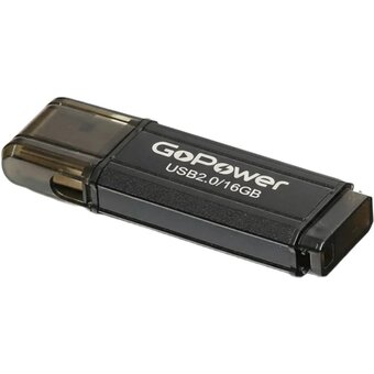  USB-флешка GoPower 00-00035946 Hit 16GB USB2.0 металл черный 