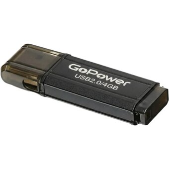  USB-флешка GoPower 00-00035945 Hit 4GB USB2.0 металл черный 