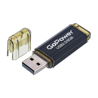  USB-флешка GoPower 00-00035947 Hit 8GB USB2.0 металл черный 