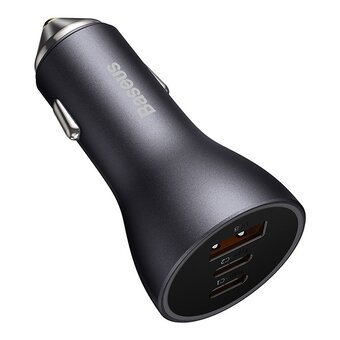  АЗУ Baseus CGJP010013 Golden Contactor Pro Triple Fast Charger Car Charger 65W U+C+C Dark Gray 