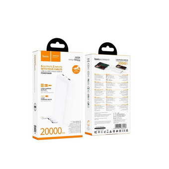  Аккумулятор внешний резервный HOCO J163A Wonderful with 4 cables 20000mAh белый 