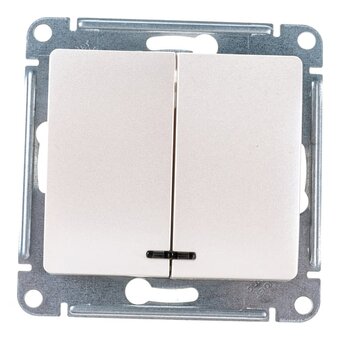  Выключатель Systeme electric Glossa GSL000653 двухклавишный с подсветкой схема 5а перламутр в рамку 