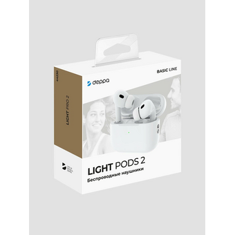  Беспроводные наушники Deppa 44230 Light Pro 2 белый 