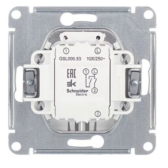  Выключатель Systeme electric Glossa GSL000453 двухклавишный с подсветкой в рамку титан схема 5а 