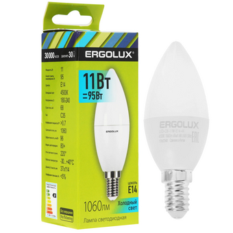  Лампочка Ergolux LED-C35-11W-E14-4K 